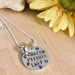 Stamped pitbull mom necklace